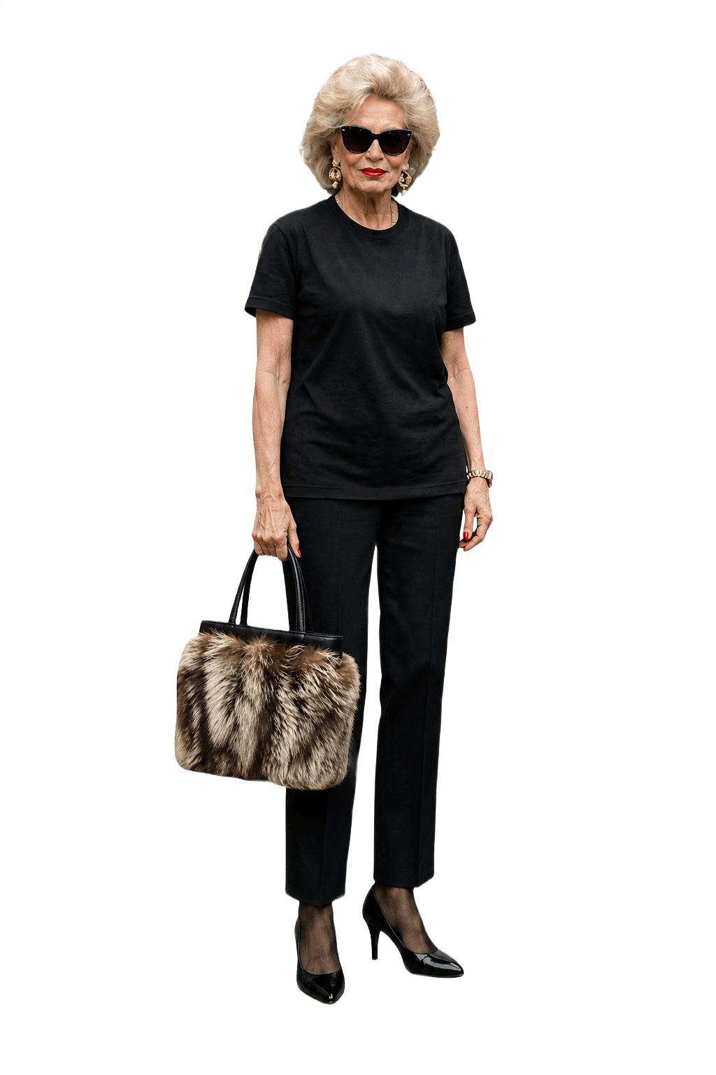 1980s Brown Fox Fur Handbag - Model