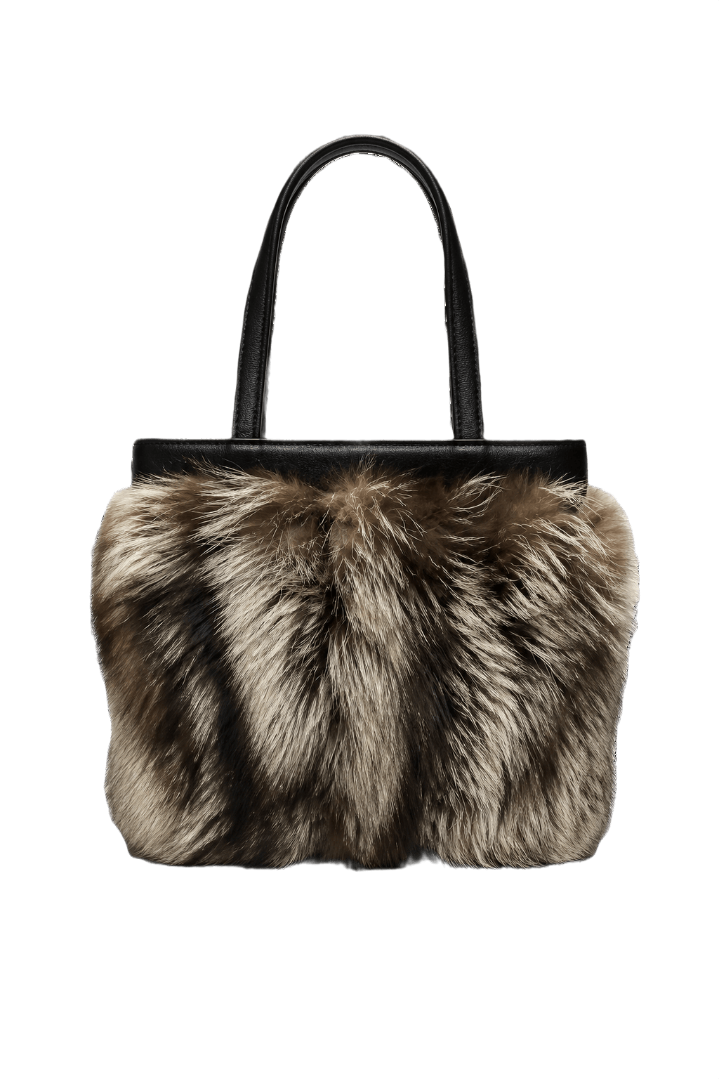 1980s Brown Fox Fur Handbag - Front View