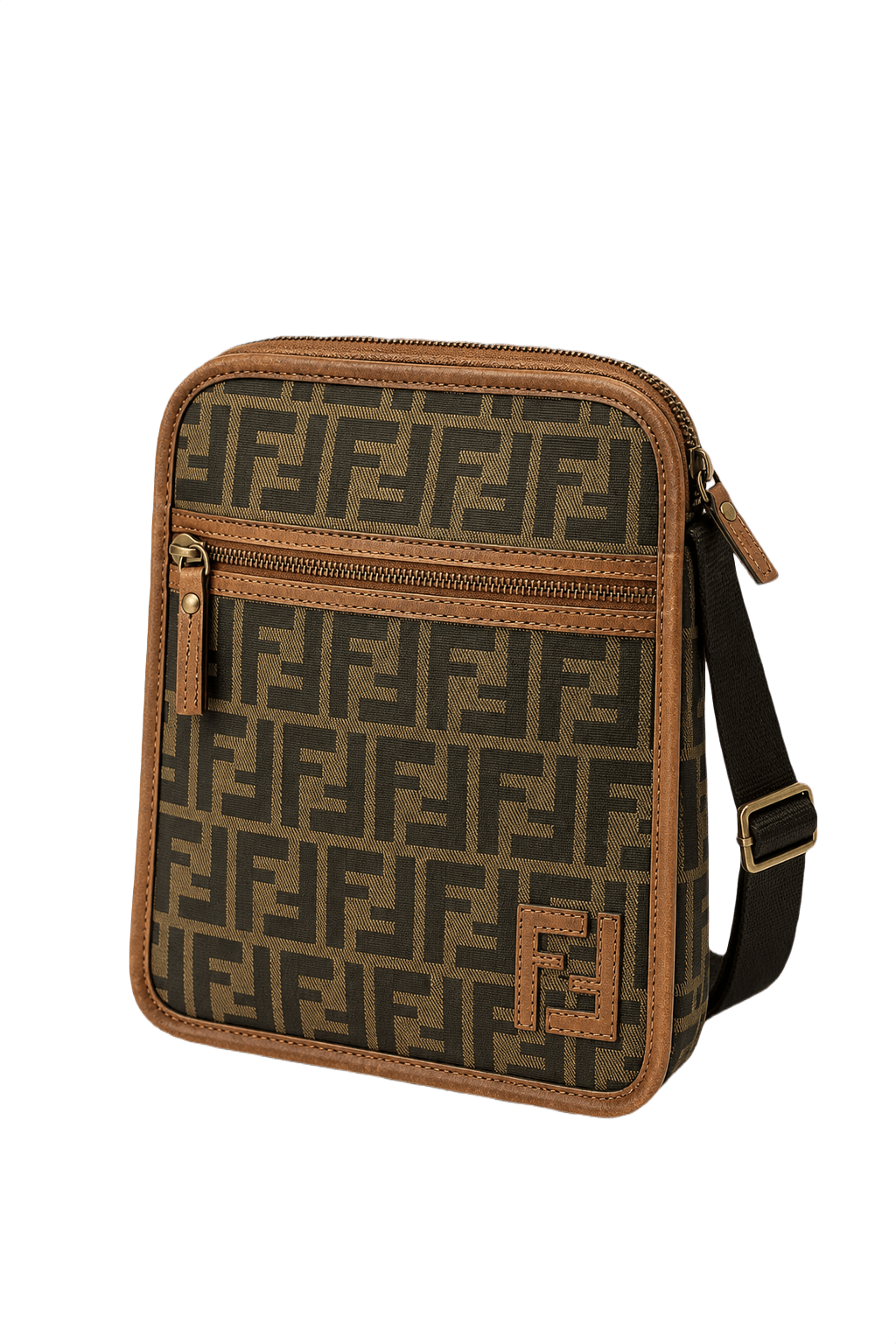 1980s Brown Canvas Shoulder Bag - Front View