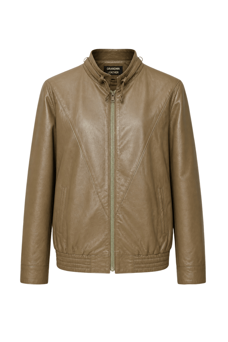 1980s Tan Leather Jacket - Front View