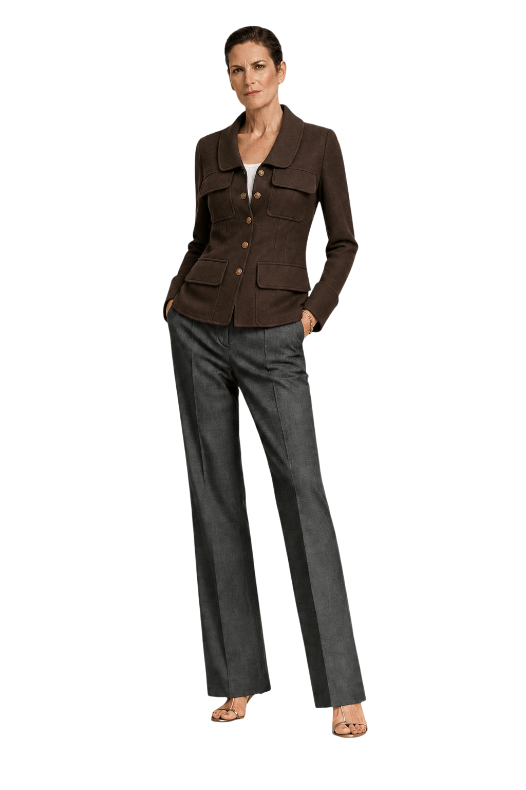 1990s Brown Wool Jacket - Model