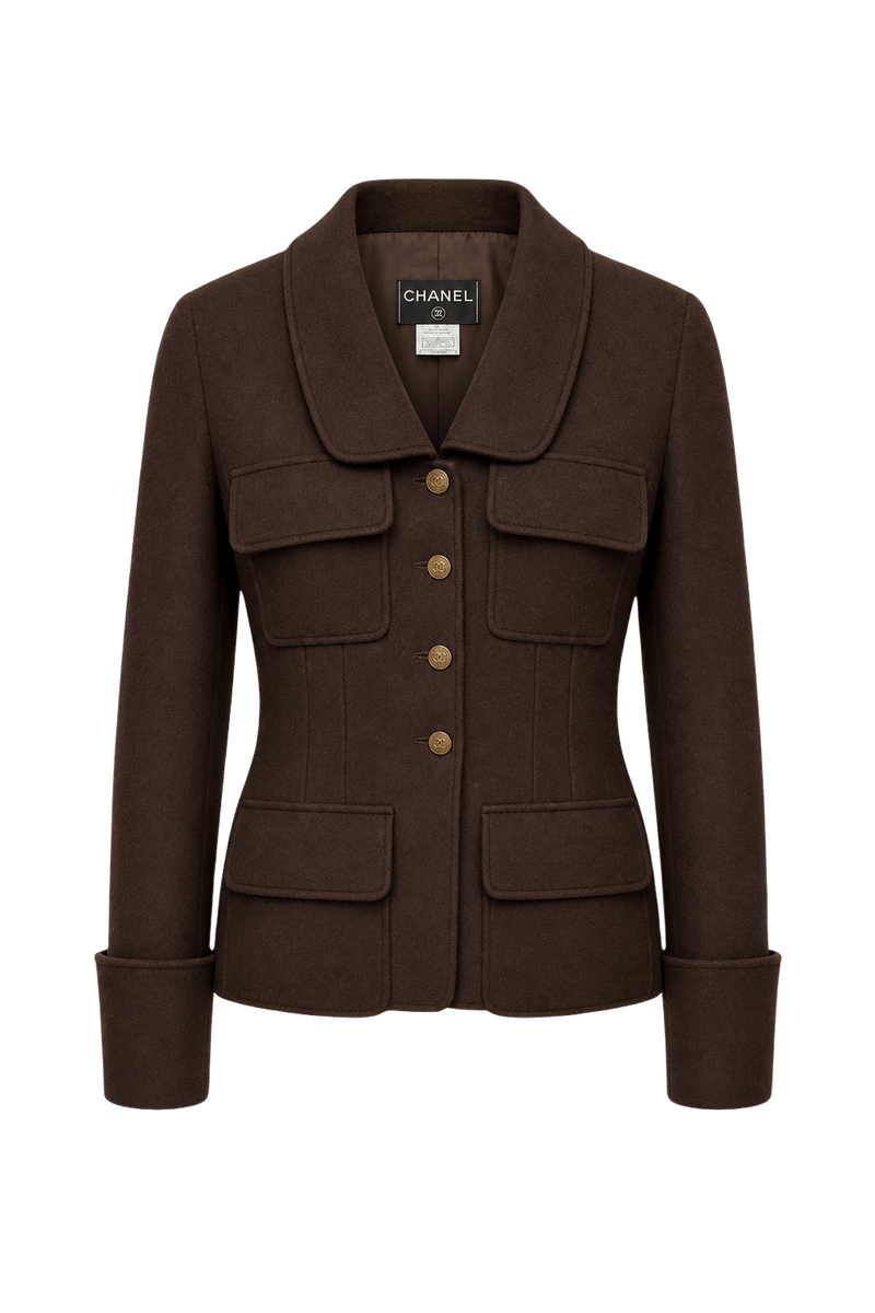 1990s Brown Wool Jacket - Front View