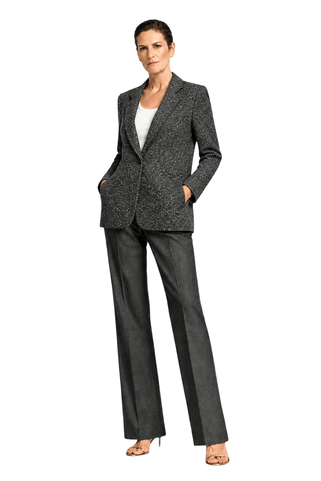 1990s Gray Tweed Blazer - Model