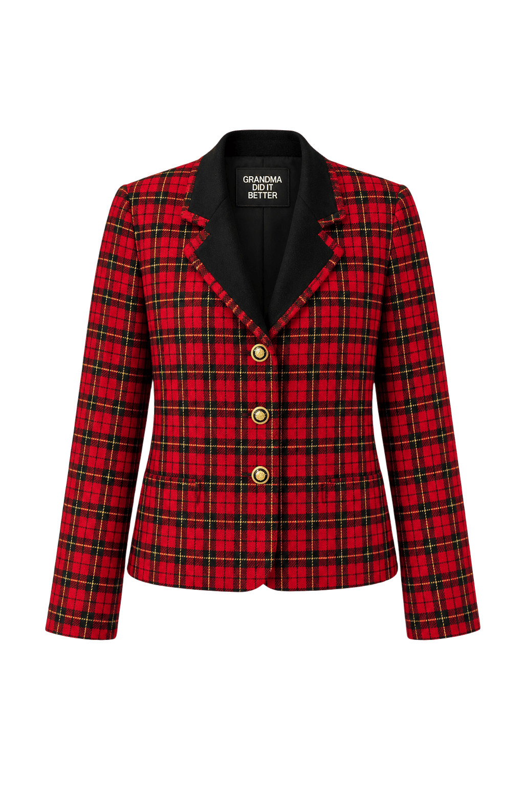 1980s Red Wool Blend Blazer - Front View