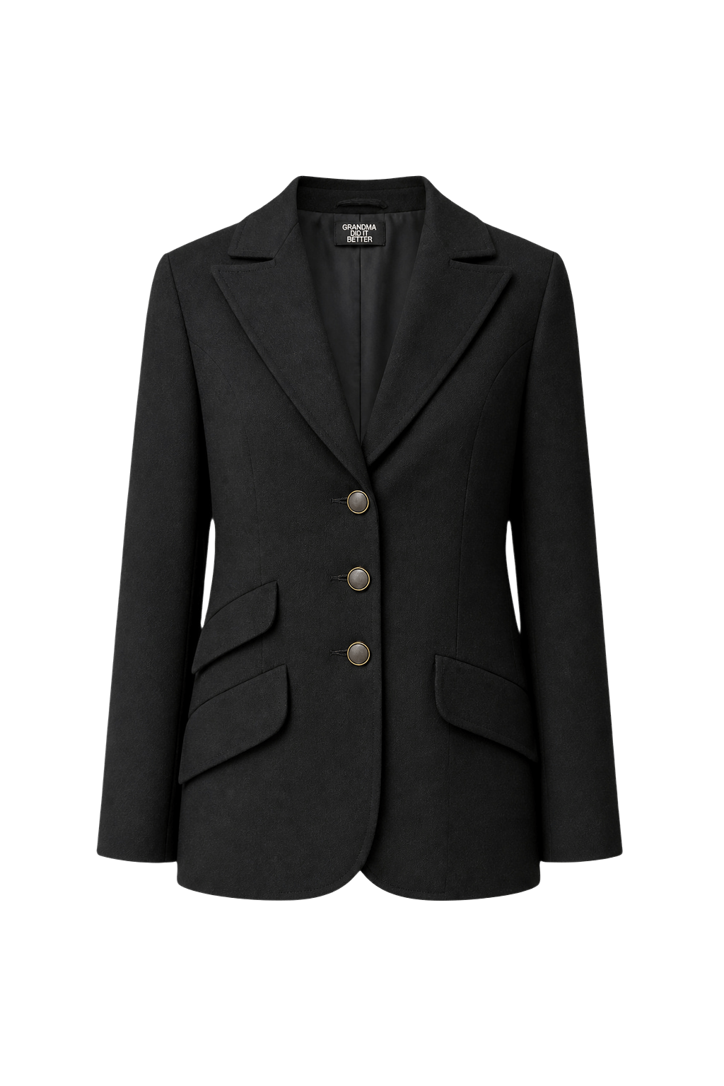 1990s Black Wool Blazer - Front View