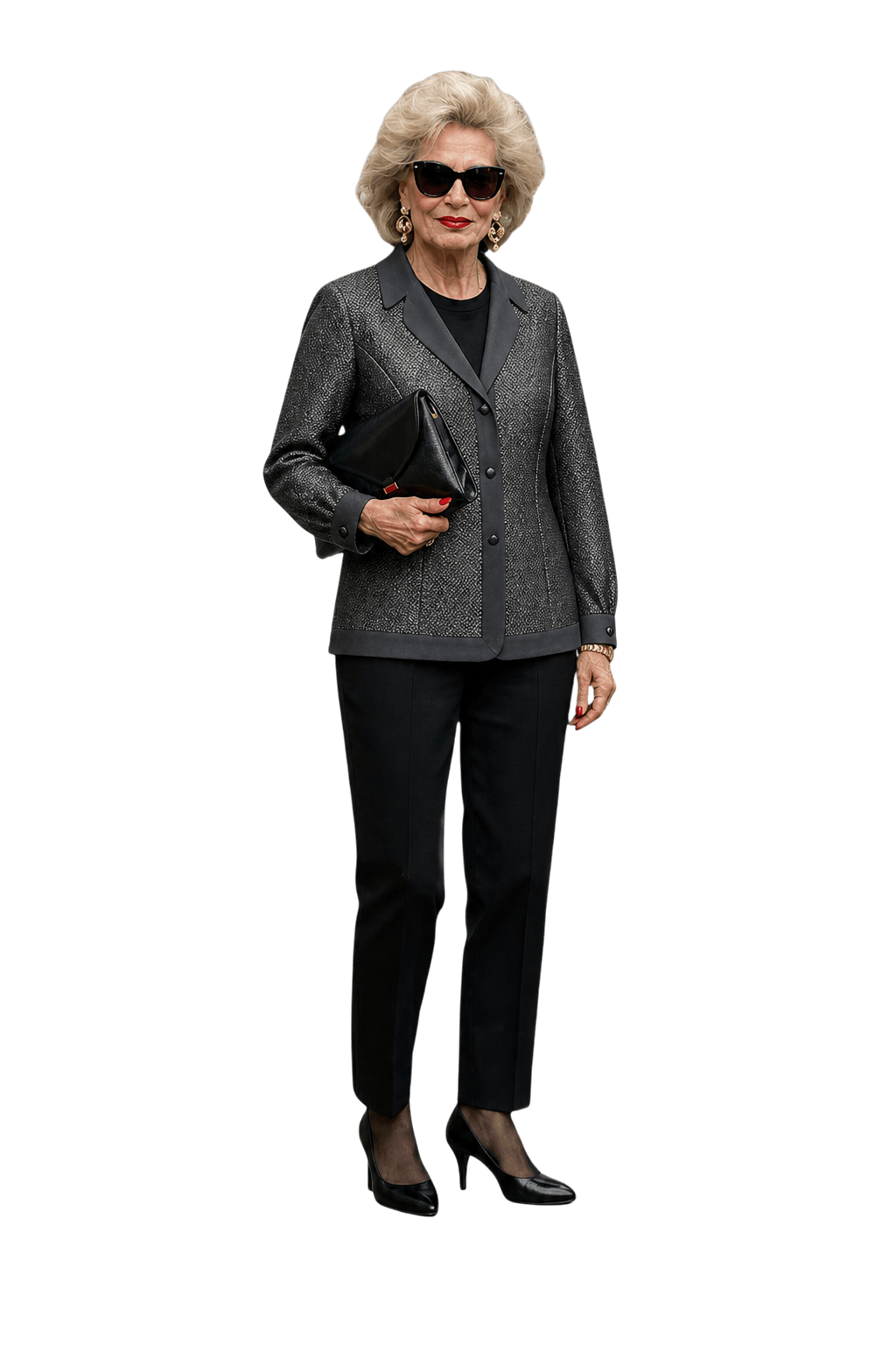 1990s Charcoal Grey Synthetic Blazer - Model