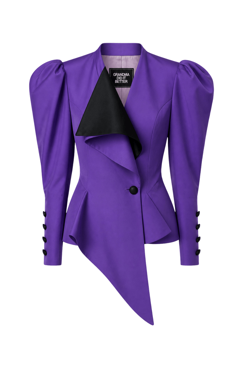 1980s Purple Satin Blazer - Front View