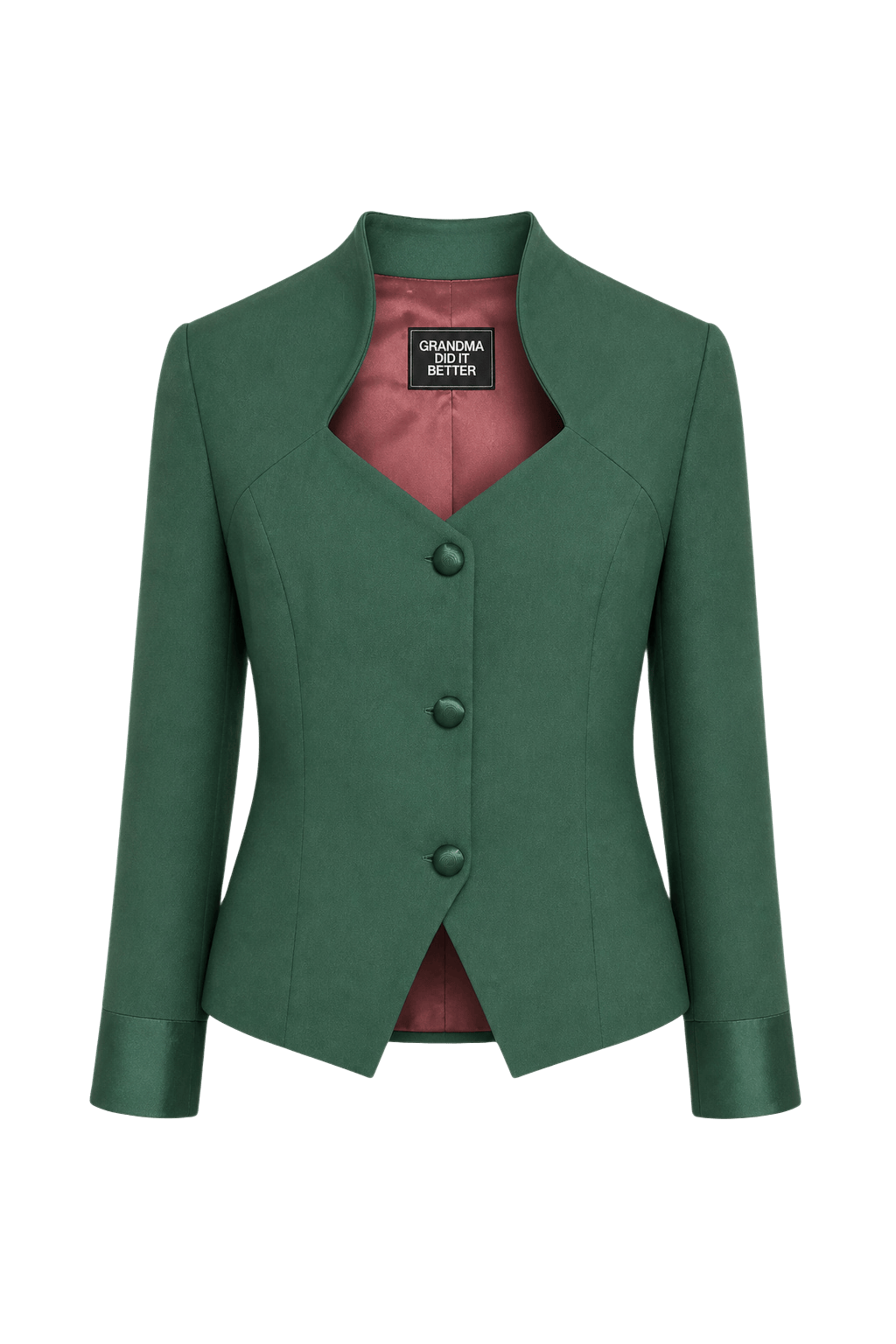 1980s Emerald Green Silk Jacket - Front View