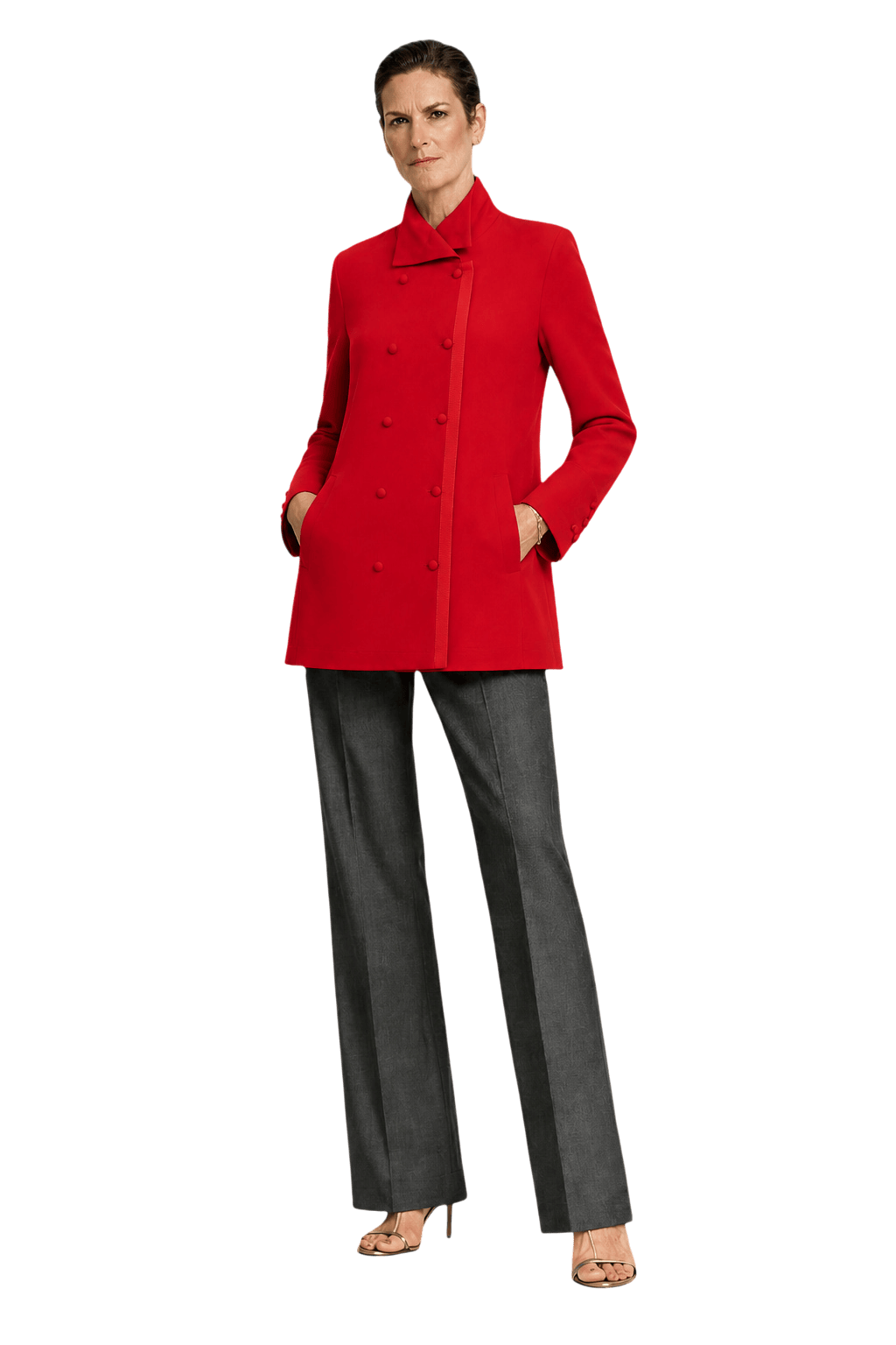 1990s Red Synthetic Blend Jacket - Model