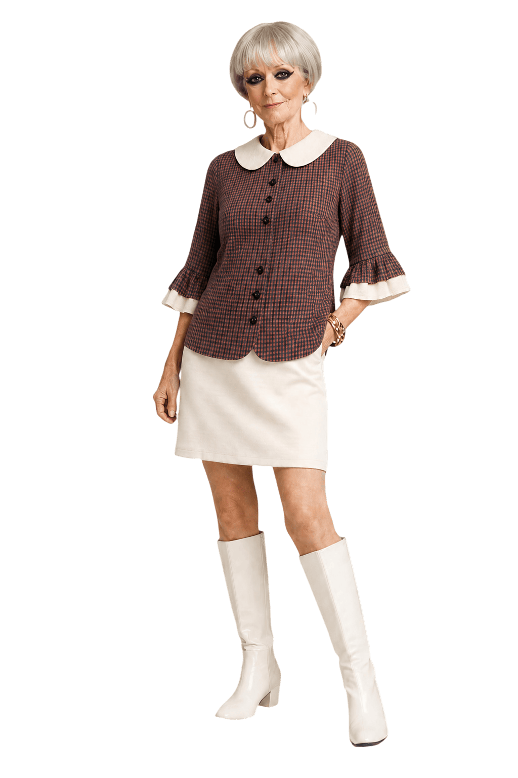 1960s Brown Cotton Blouse - Model