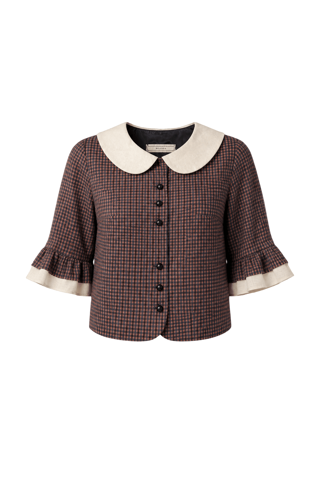 1960s Brown Cotton Blouse - Front View