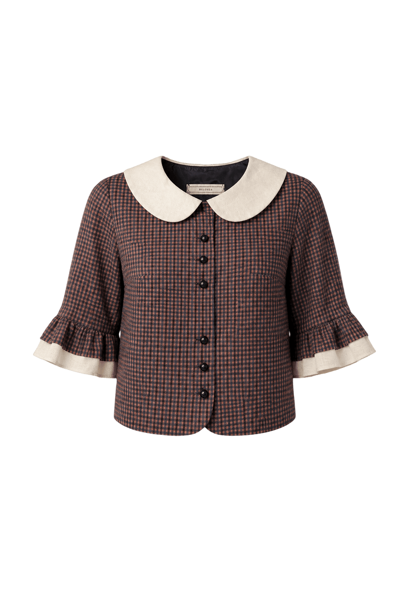 1960s Brown Cotton Blouse - Front View