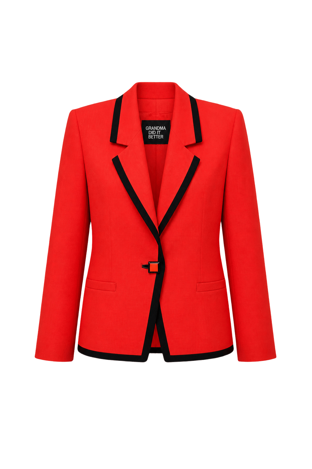 1980s Bright Red Synthetic Blazer - Front View