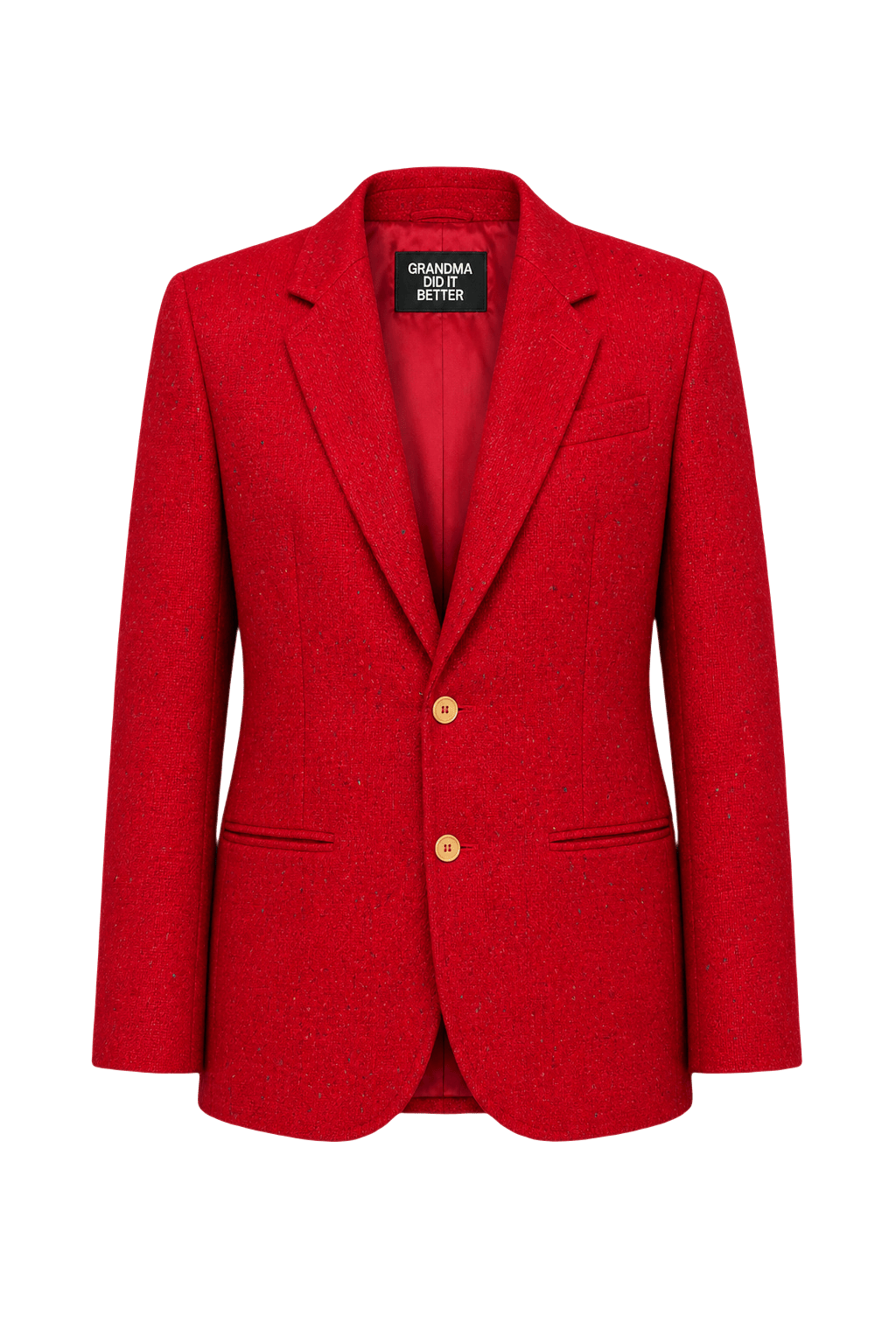 1980s Red Wool Blend Blazer - Front View