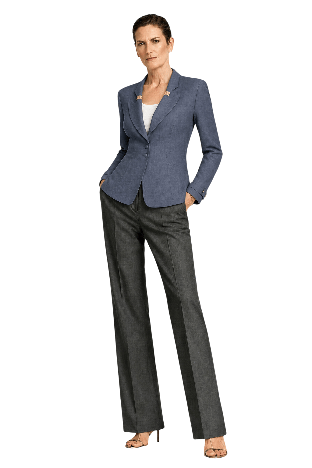 1990s Blue Wool Blend Blazer - Model