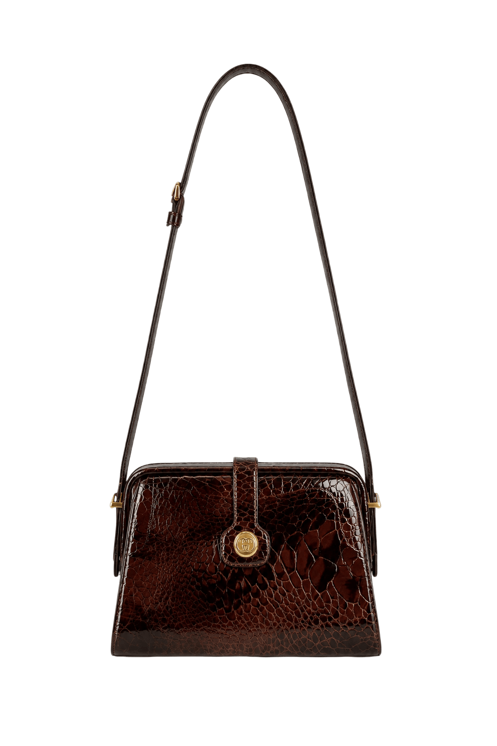 1990s Dark Brown Leather Handbag - Front View