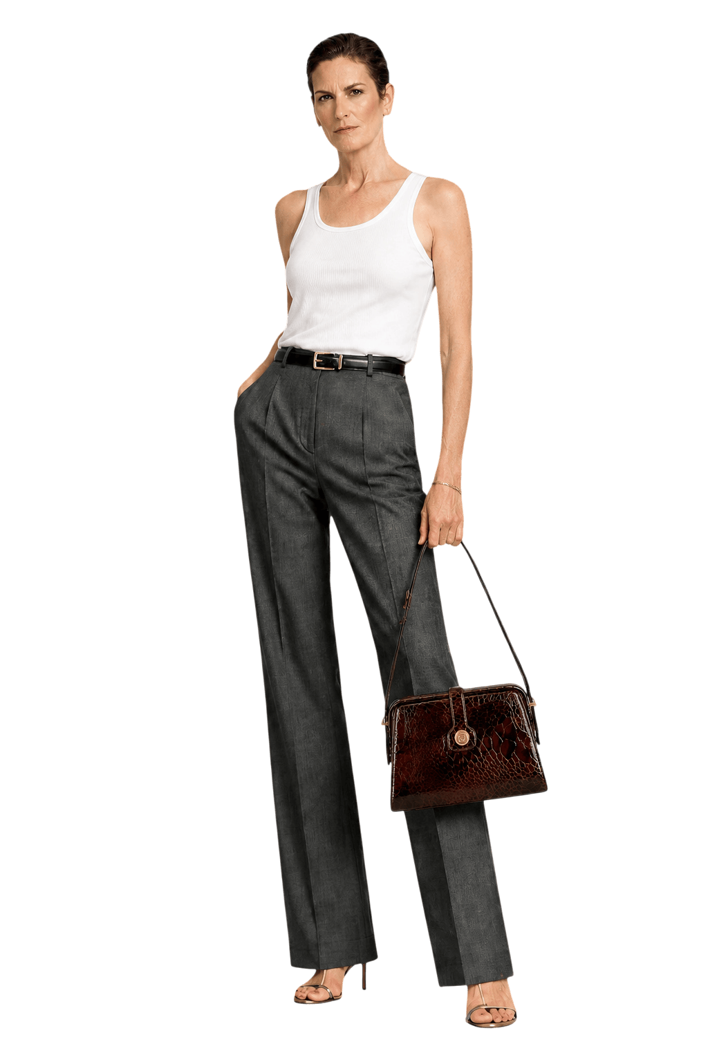 1990s Dark Brown Leather Handbag - Model
