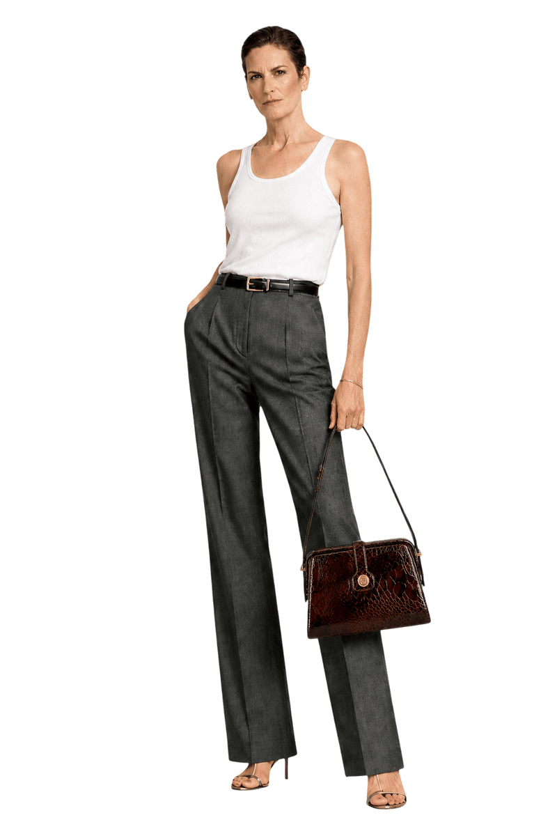 1990s Dark Brown Leather Handbag - Model