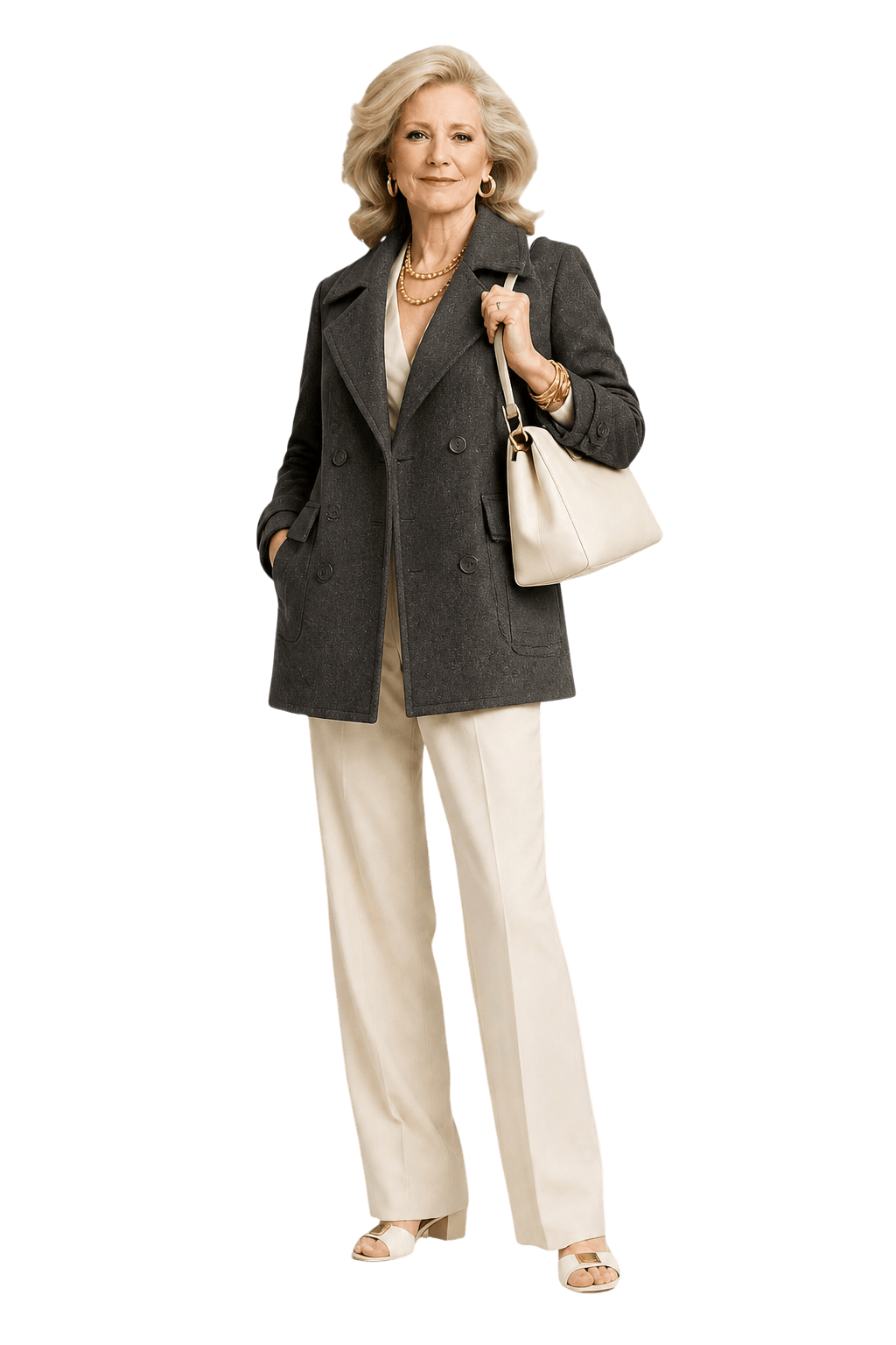 1970s Charcoal Grey Wool Coat - Model