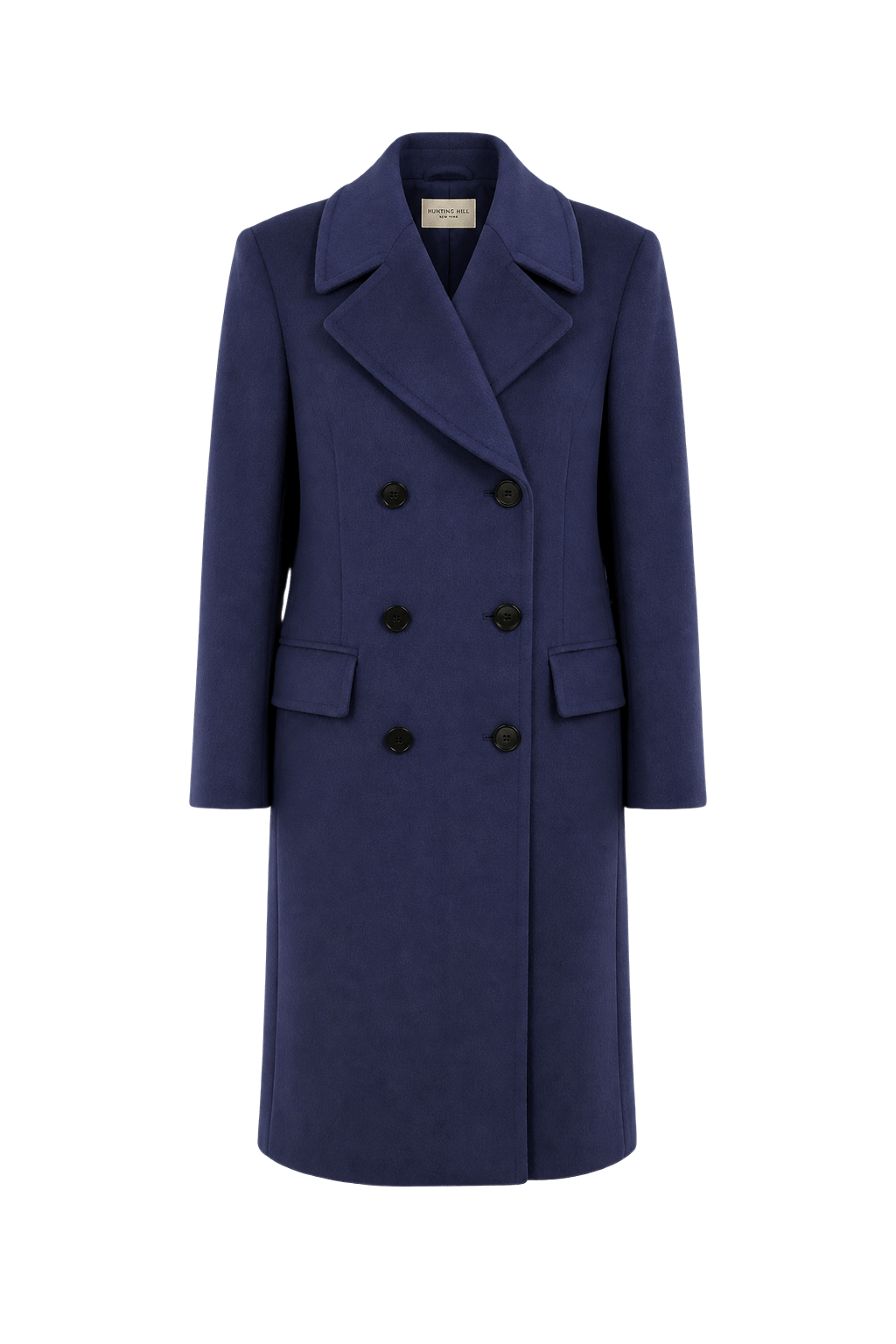 1980s Navy Blue Wool Coat - Front View