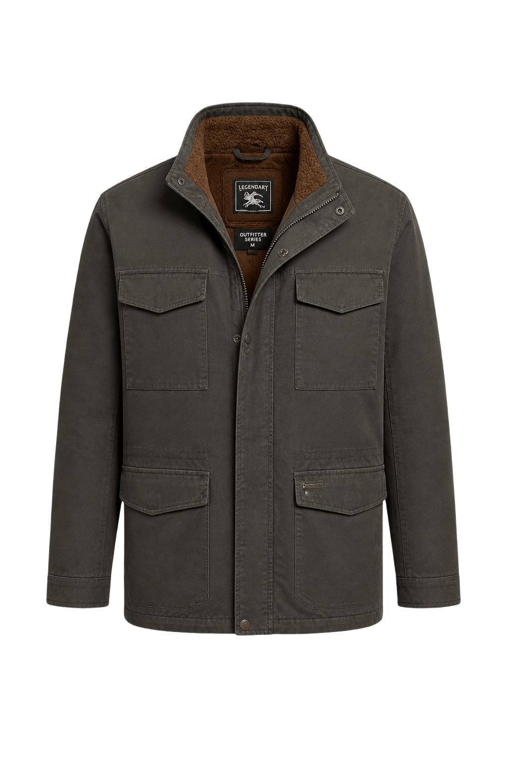 1980s Olive Green Cotton Jacket - Front View