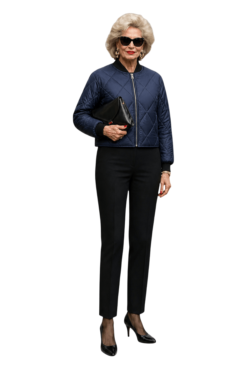 1980s Navy Blue Nylon Jacket - Model