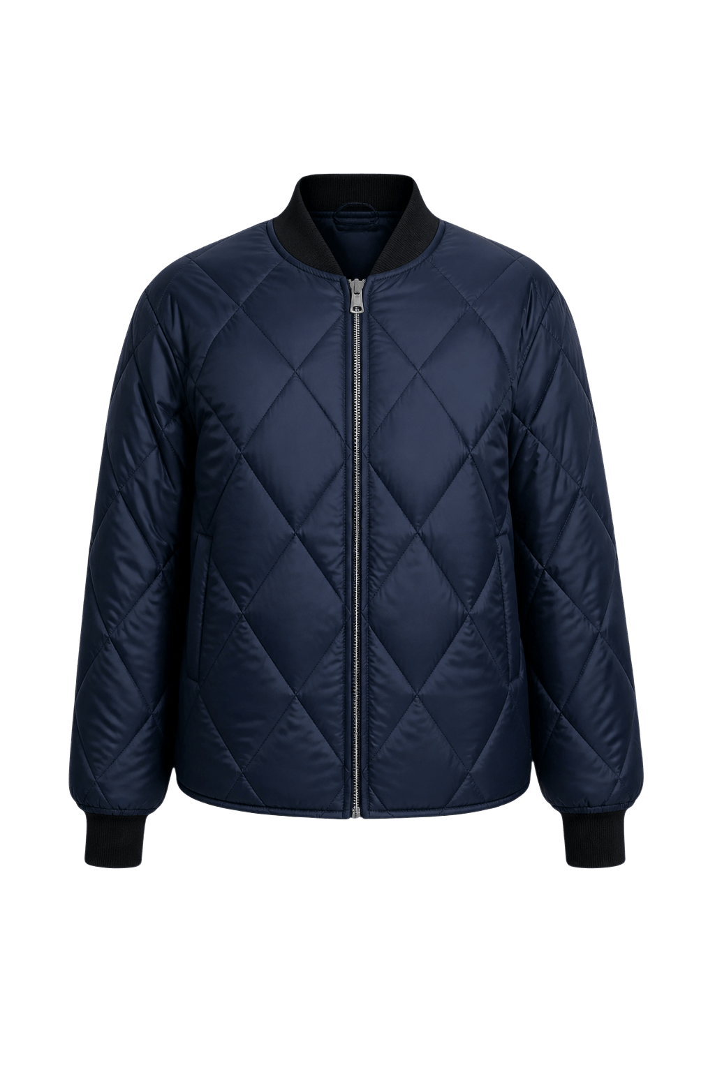 1980s Navy Blue Nylon Jacket - Front View