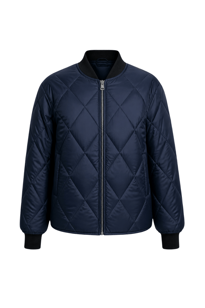 1980s Navy Blue Nylon Jacket - Front View