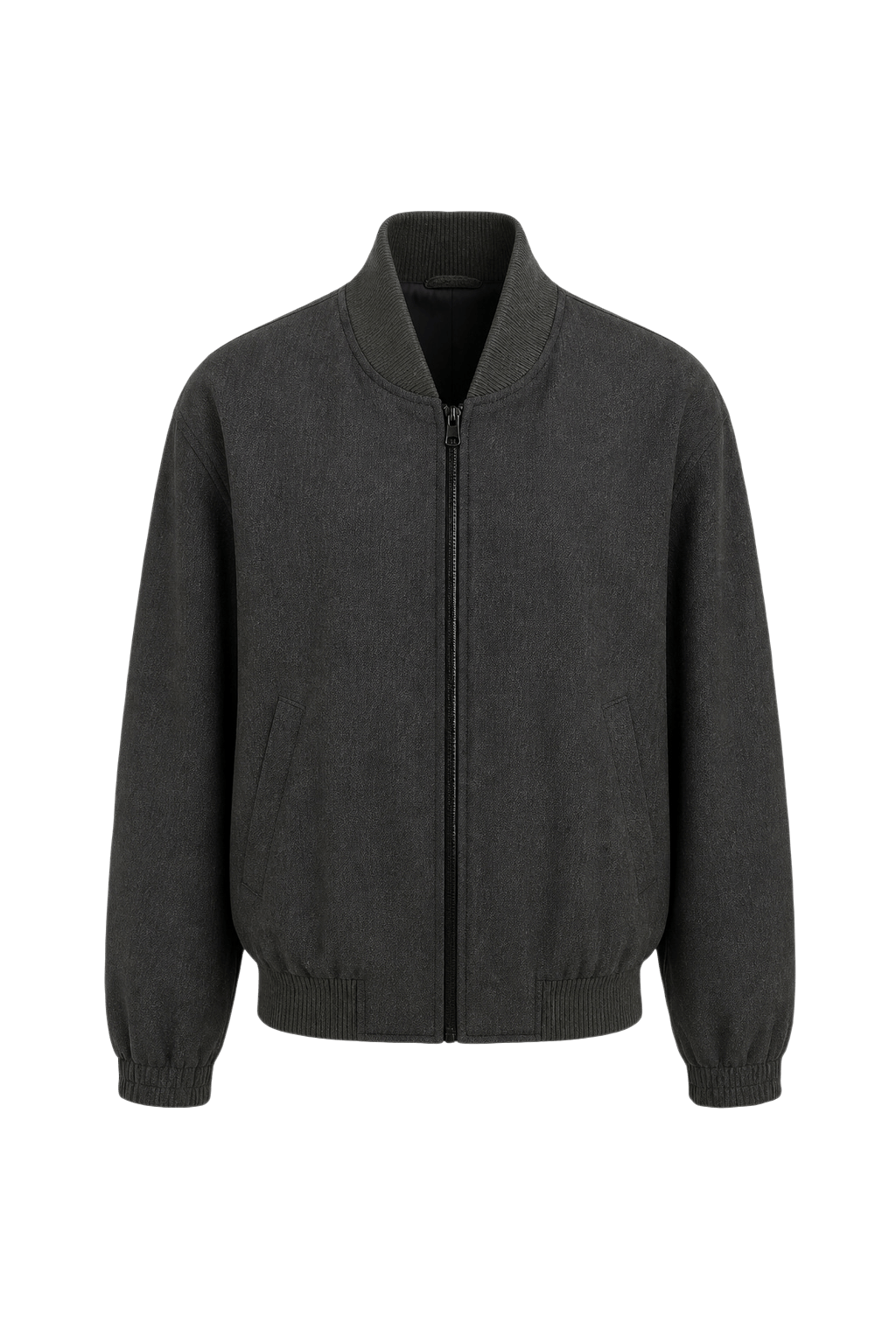 1980s Dark Gray Wool Jacket - Front View