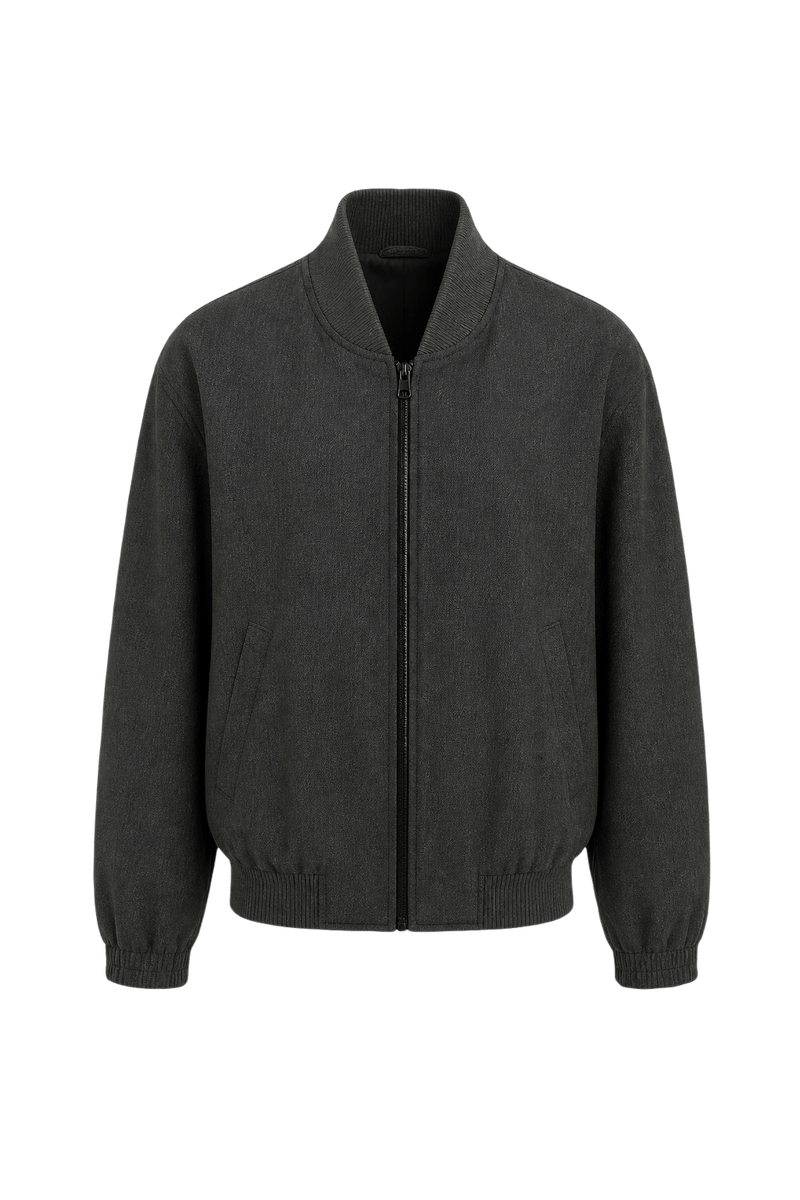1980s Dark Gray Wool Jacket - Front View
