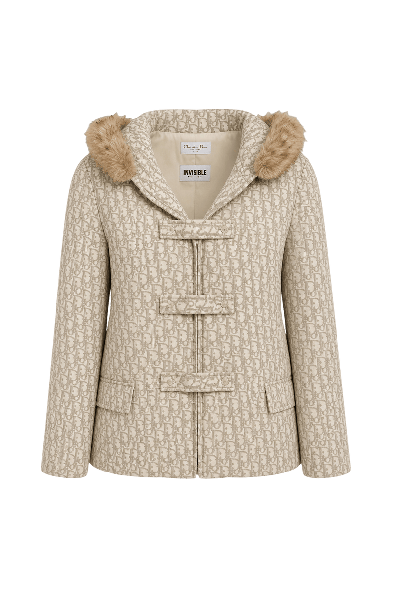 1990s Beige Cotton Blend Jacket - Front View