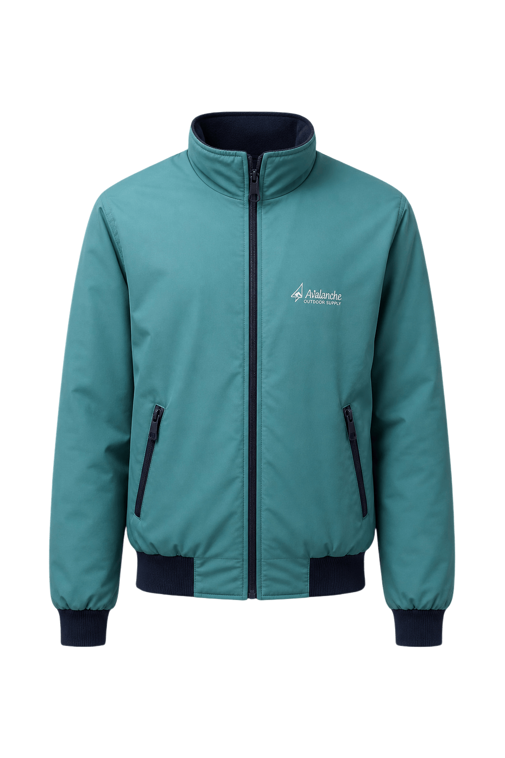 1990s Teal Blue Nylon Jacket - Front View