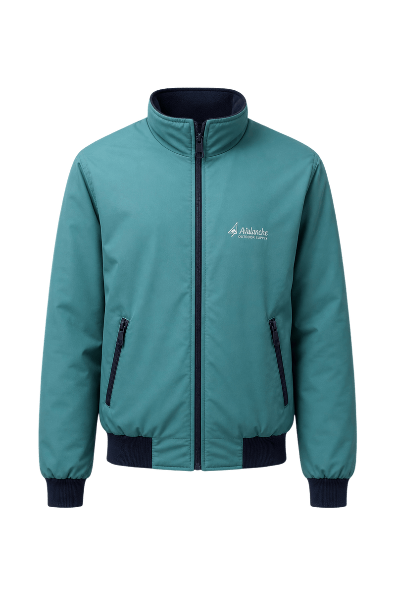 1990s Teal Blue Nylon Jacket - Front View