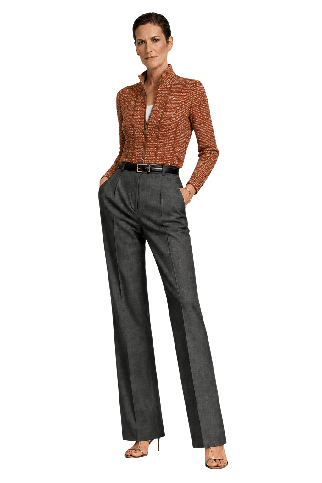1990s Rust Red Wool Blend Jacket - Model