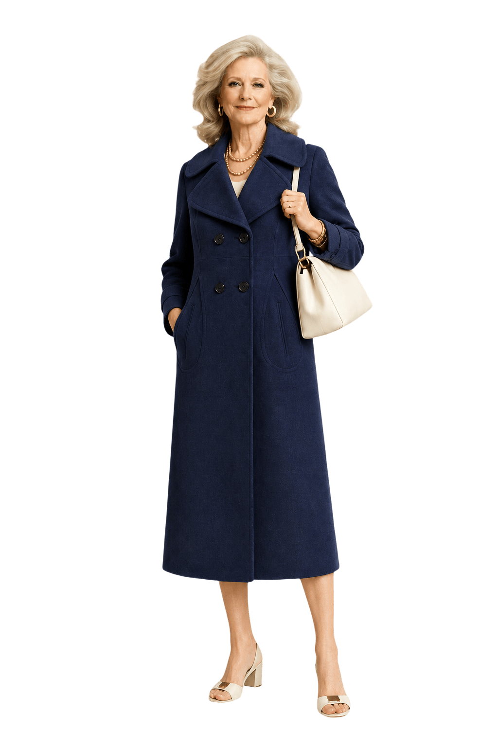 1980s Navy Blue Wool Coat - Model