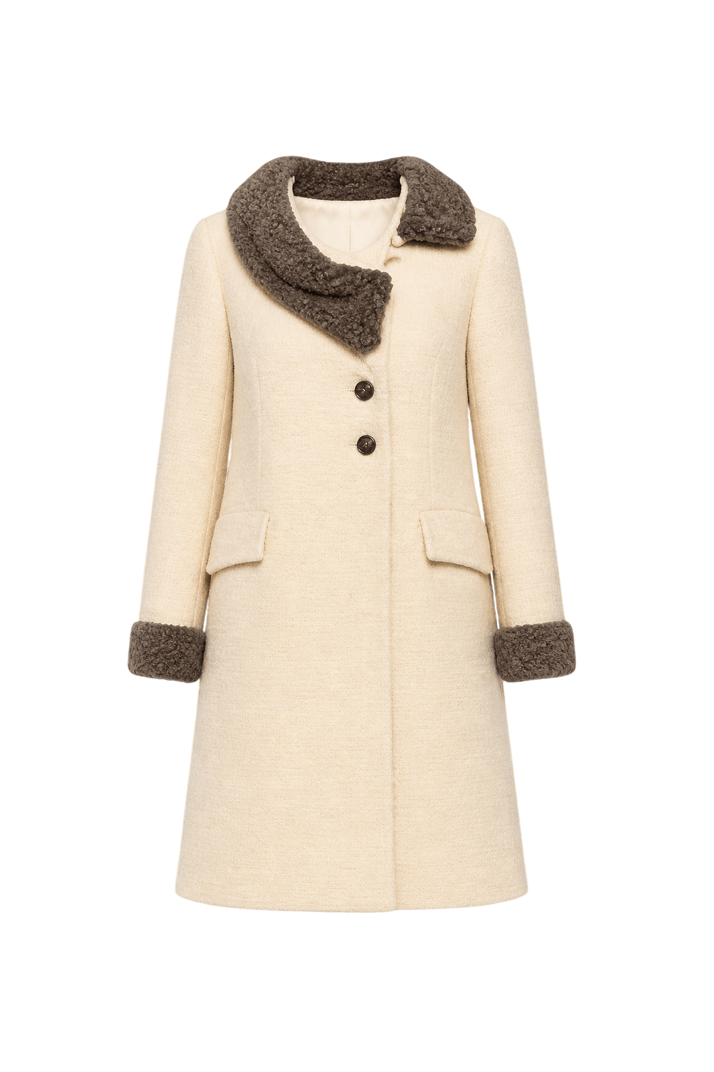 1950s Cream Wool Blend Coat - Front View