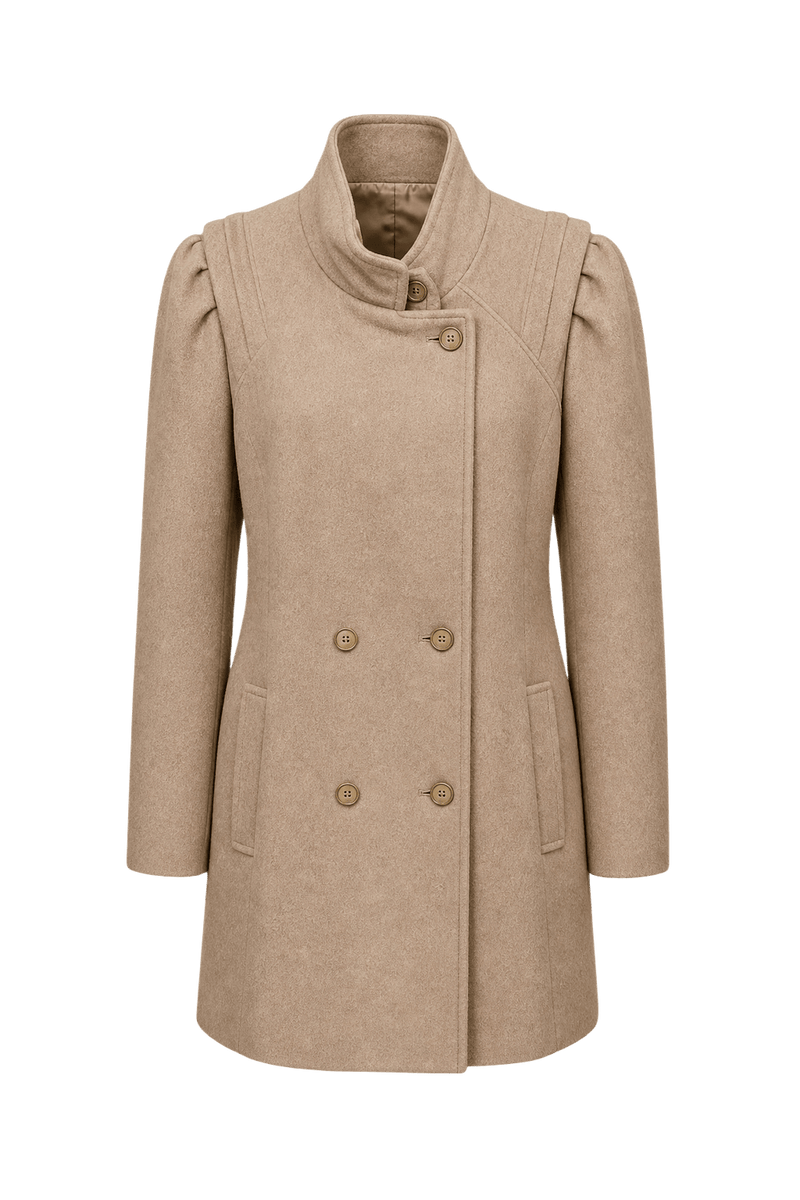 1970s Beige Wool Coat - Front View