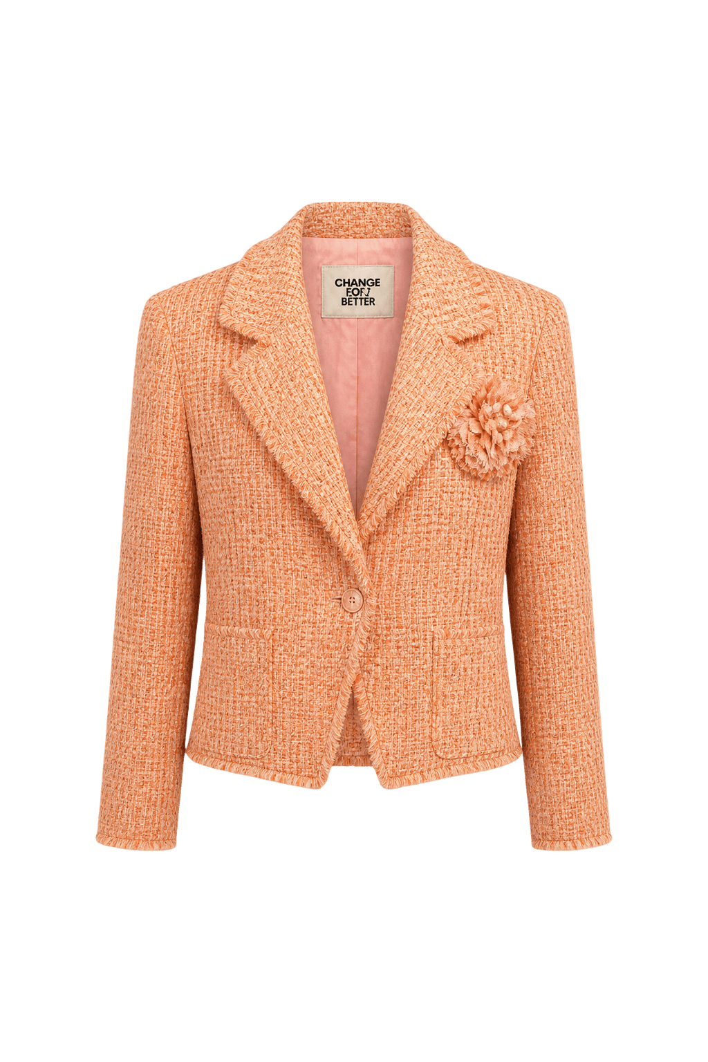 1980s Peach Tweed Jacket - Front View