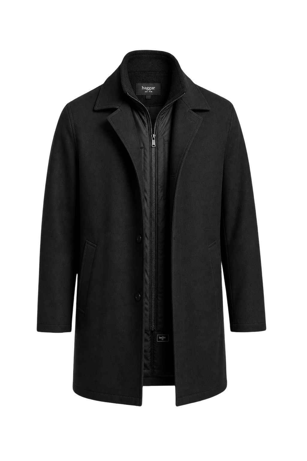 1990s Black Wool Coat - Front View