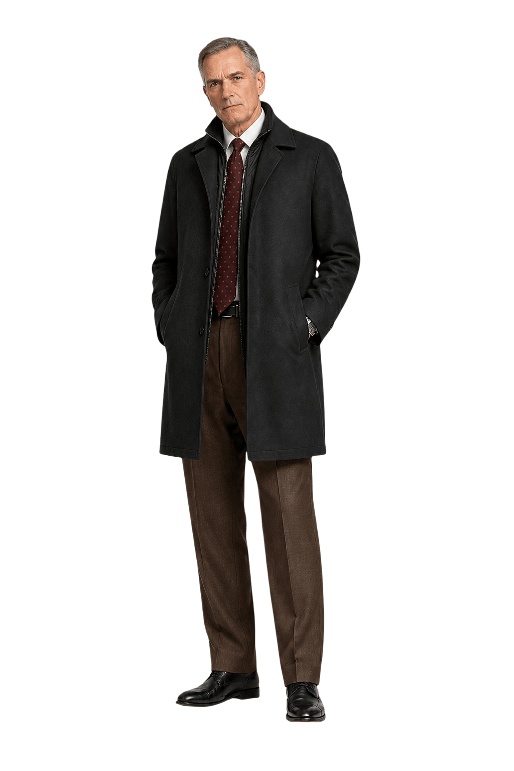 1990s Black Wool Coat - Model