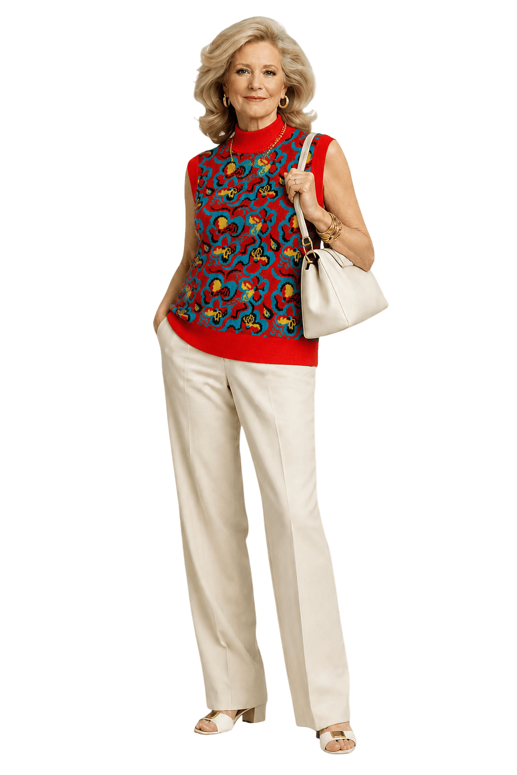 1980s Red Knit Sweater - Model