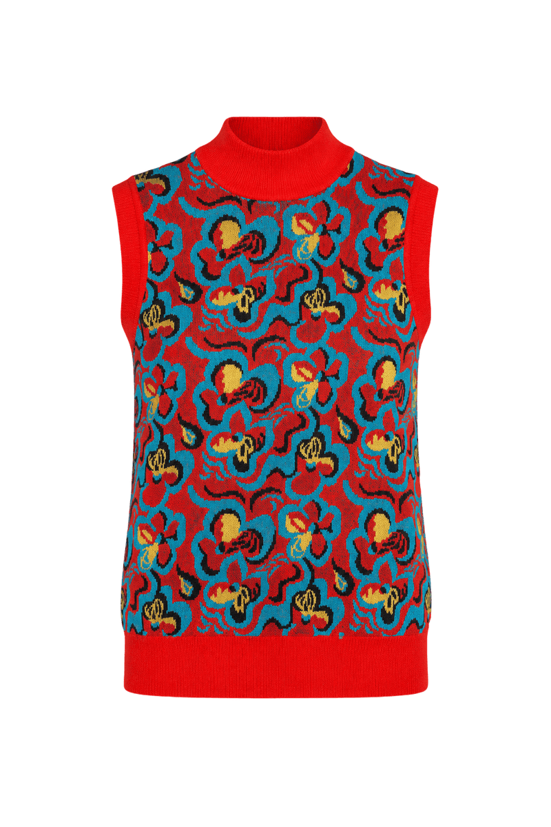 1980s Red Knit Sweater - Front View