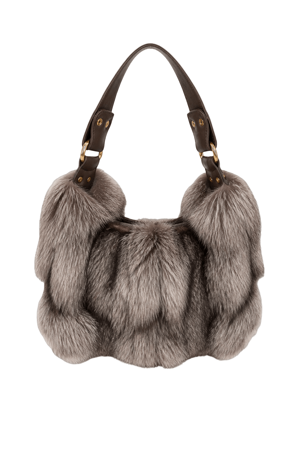 1990s Gray Fur Handbag - Front View