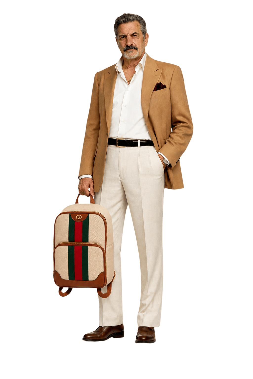 1980s Beige Canvas Backpack - Model