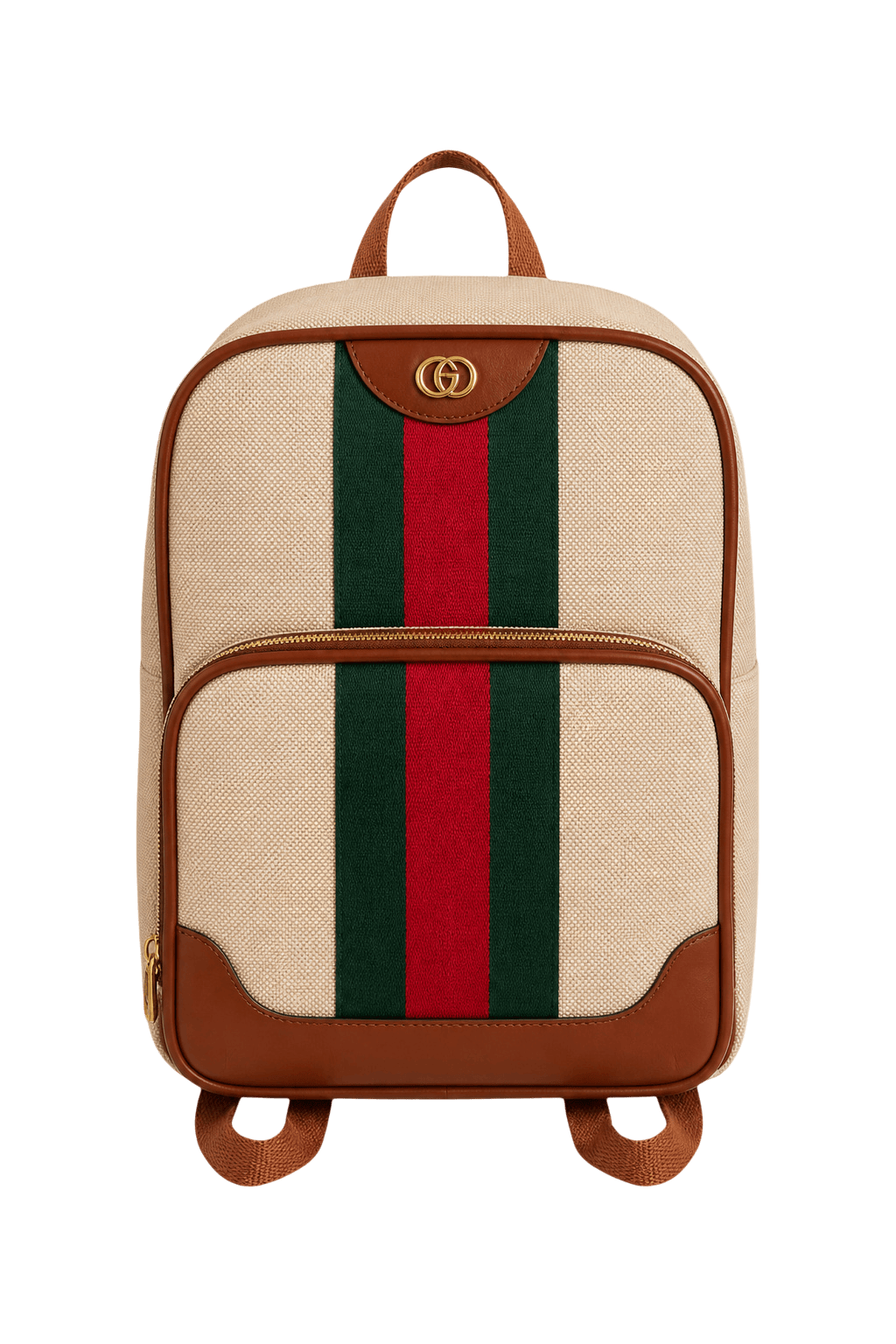 1980s Beige Canvas Backpack - Front View