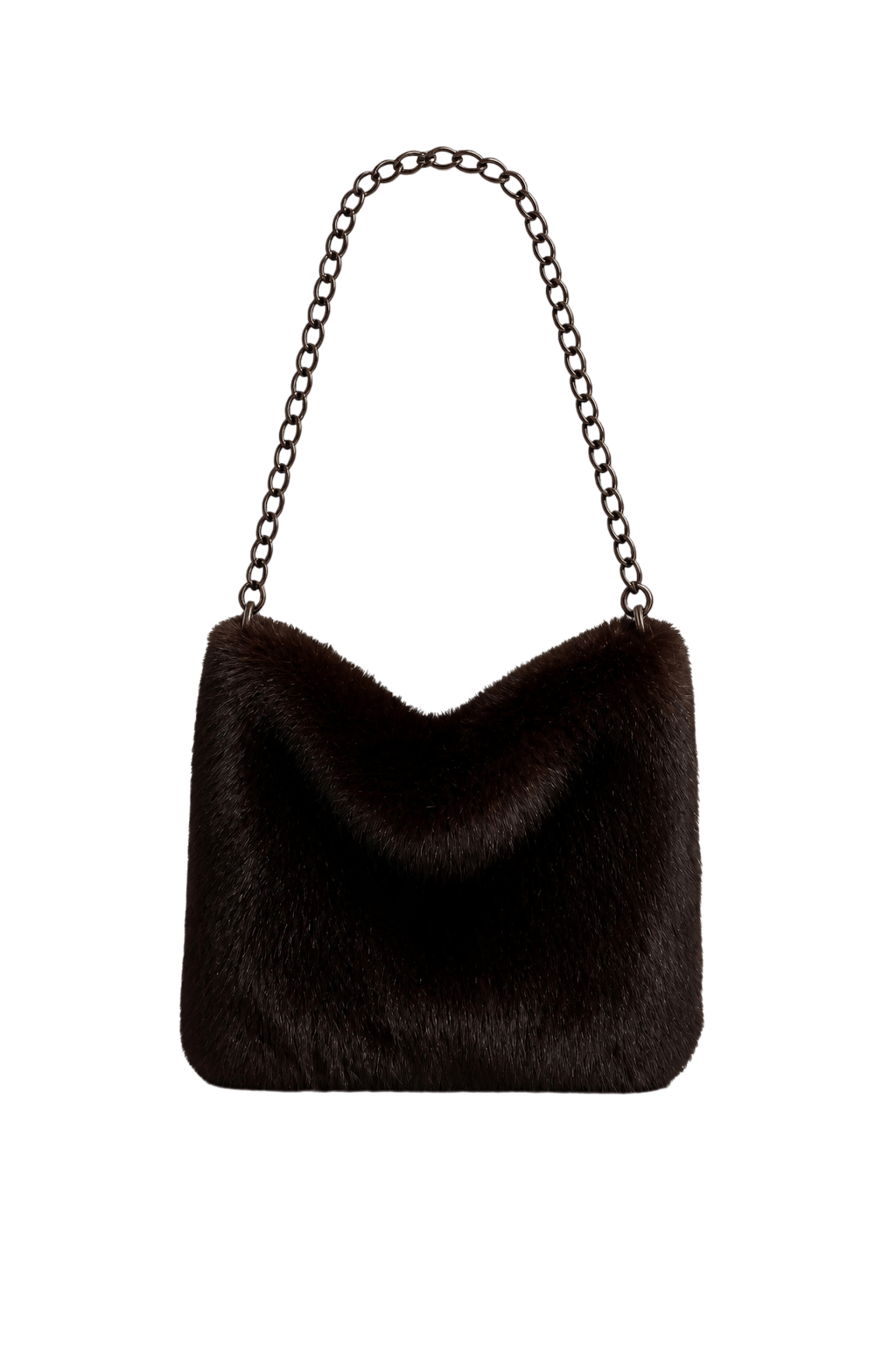 1990s Dark Brown Fur Handbag - Front View