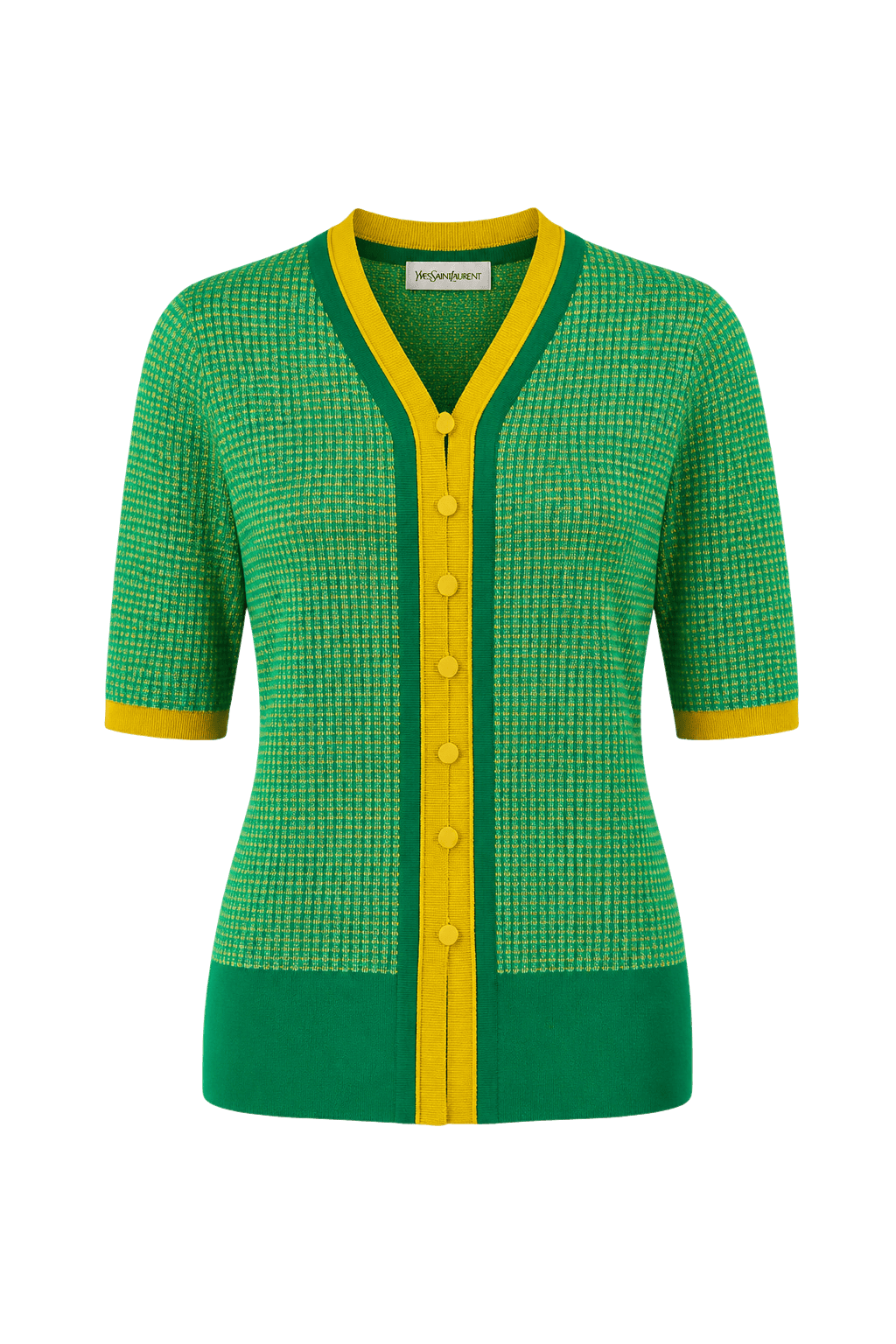 1980s Green Knit Cardigan - Front View