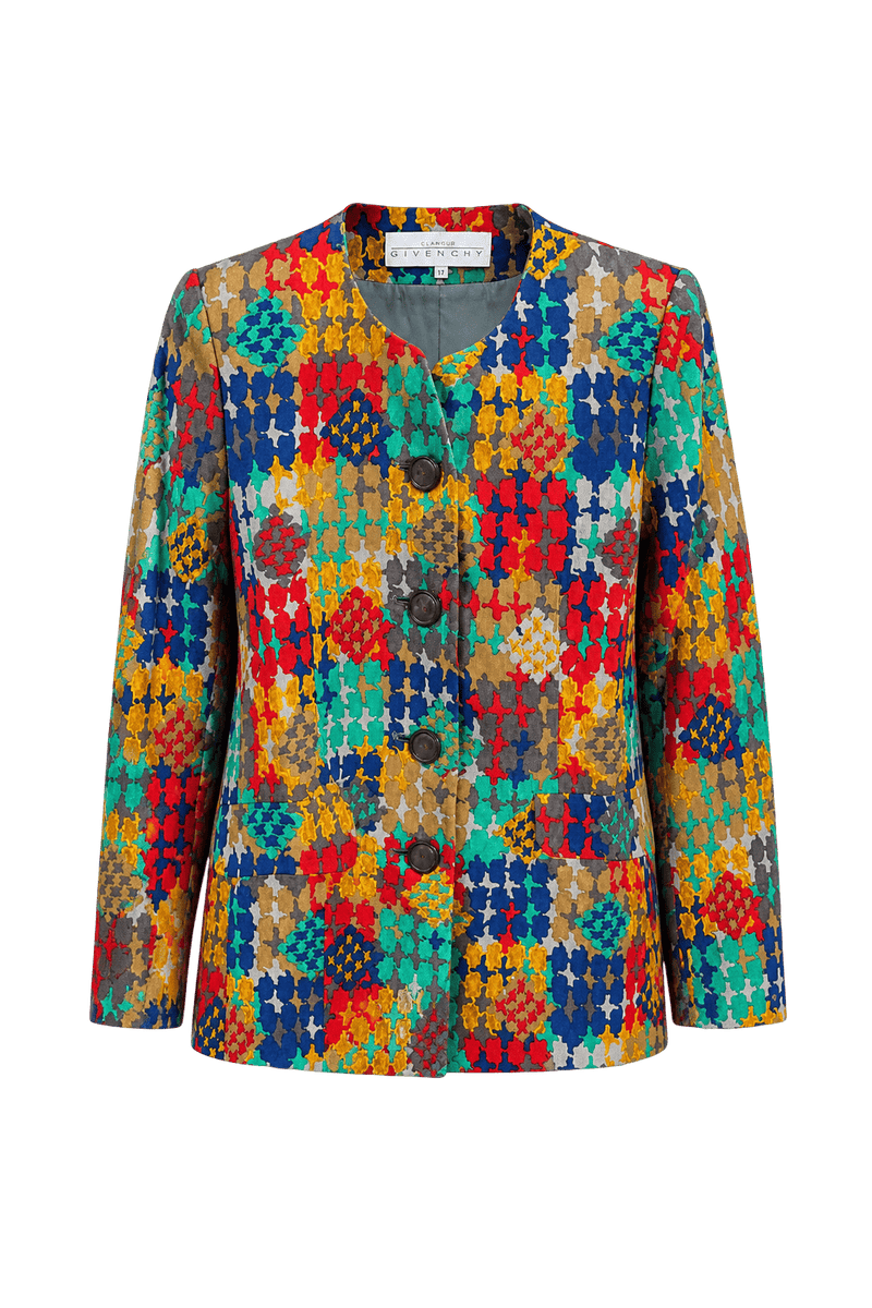 1980s Multiple Colors Cotton Blend Blazer - Front View