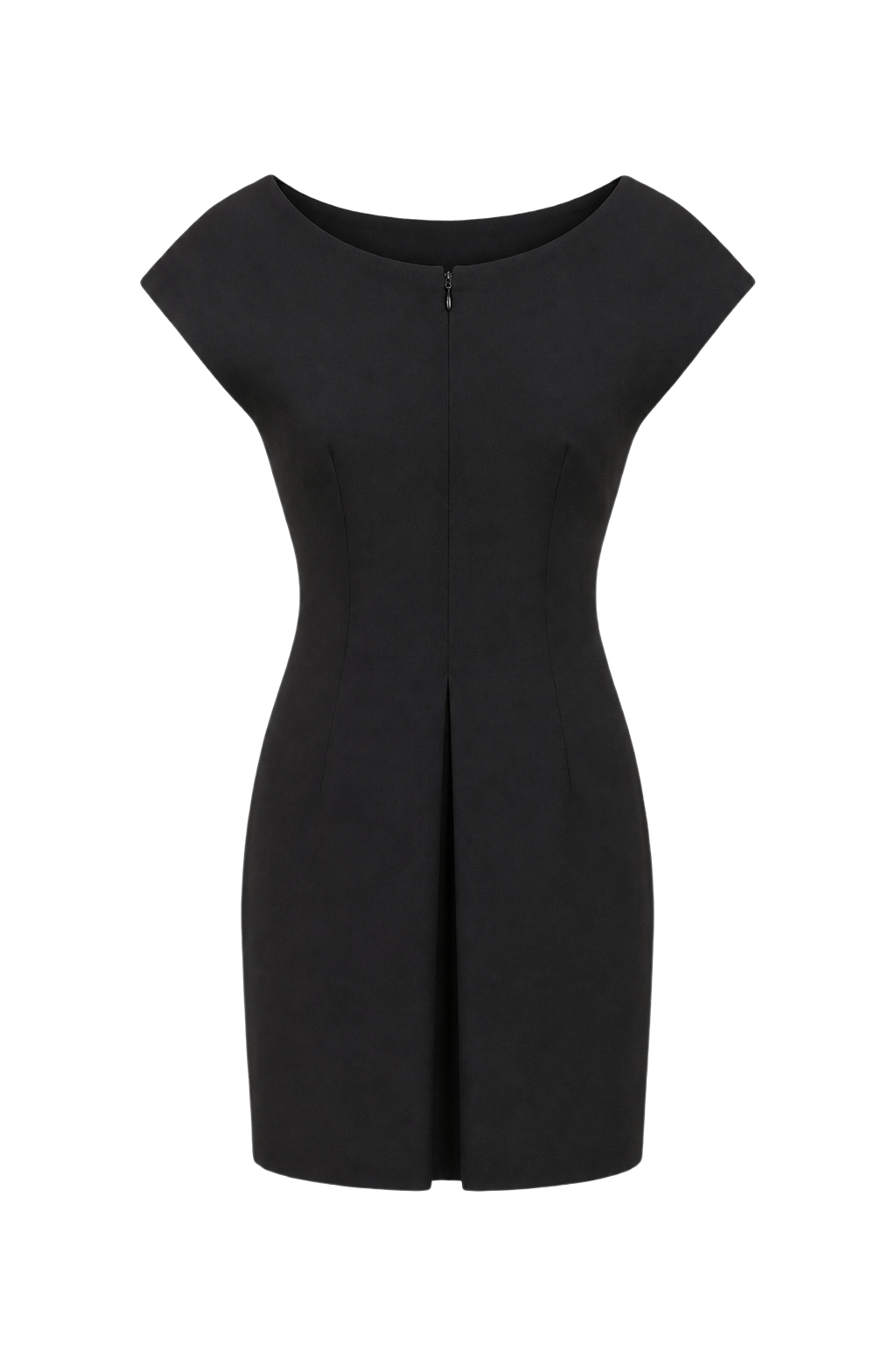 1990s Black Wool Blend Dress - Front View