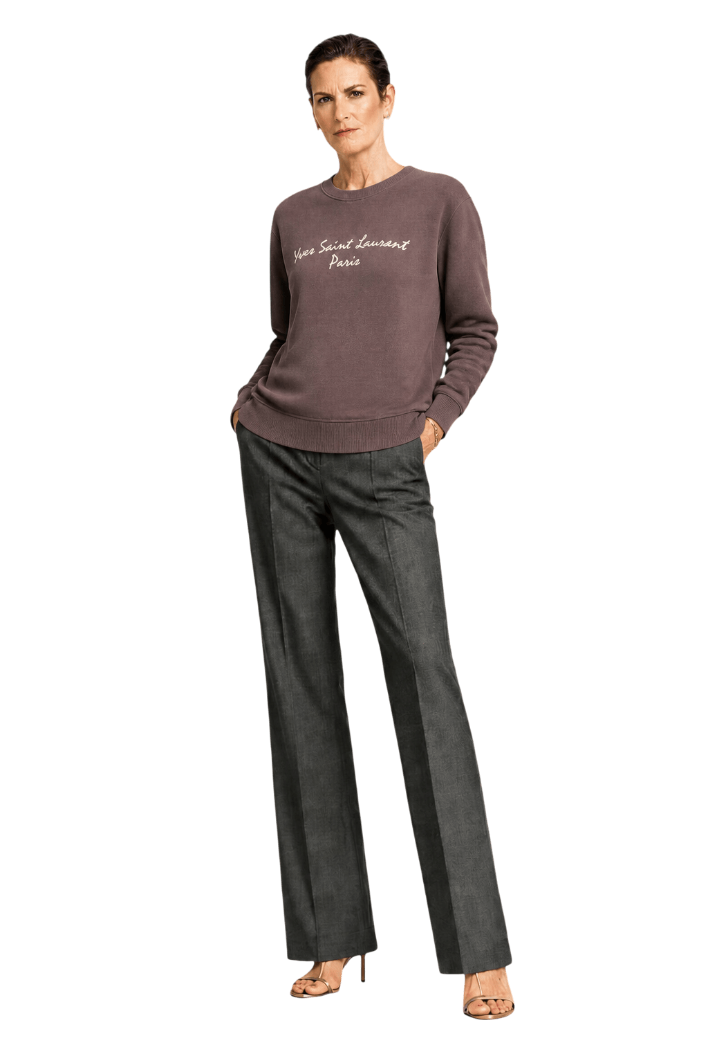 1990s Burgundy Cotton Sweater - Model